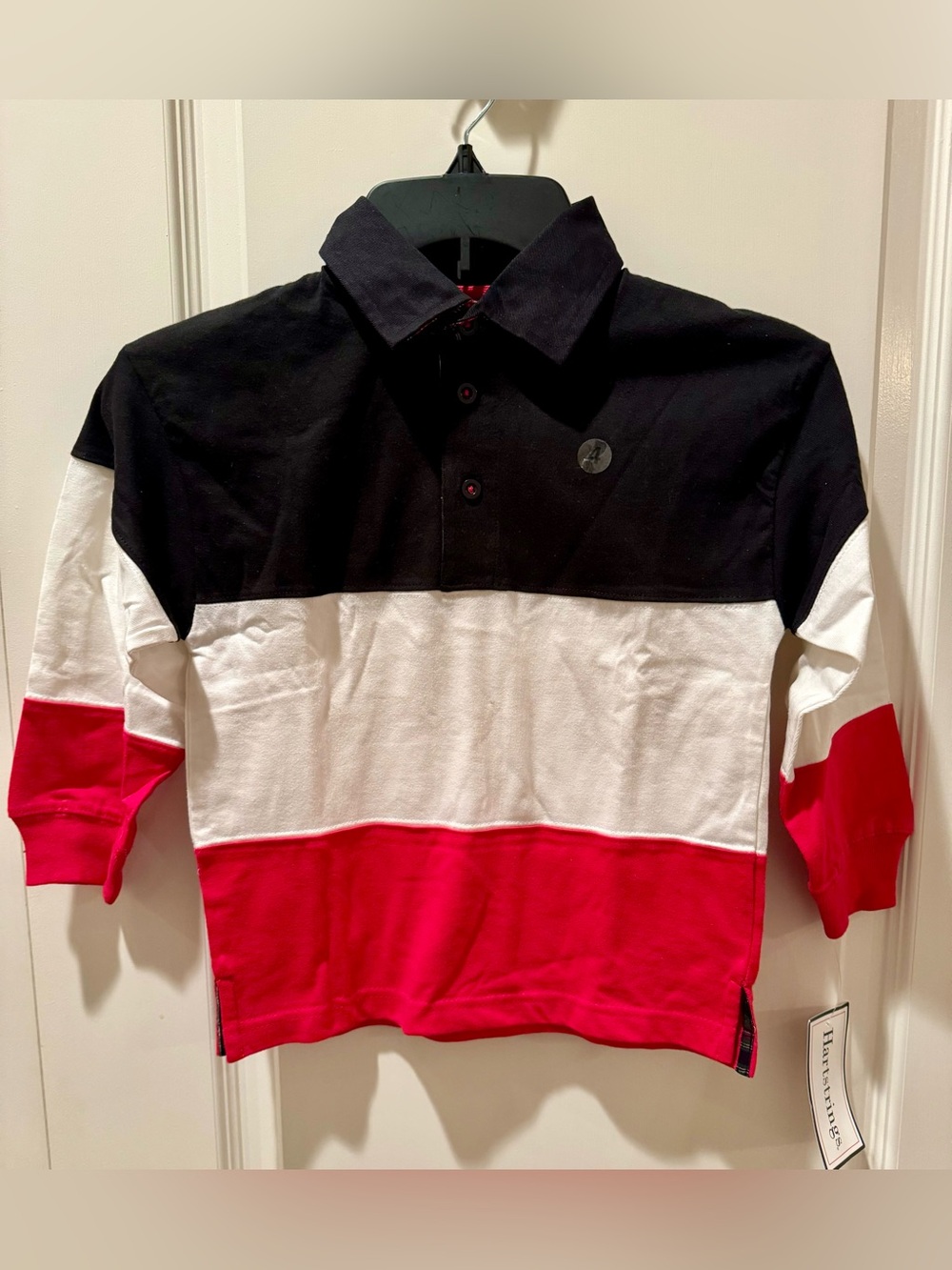 Boy’s HARTSTRINGS Black, White and Red Rugby Shirt - Size 4 - NWT